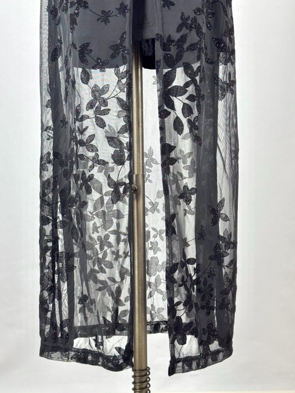 Vtg Y2K Velvet Burnout Floral Maxi Dress Sparkle Sheer Stretch Whimsigoth Witchy - Picture 3 of 9